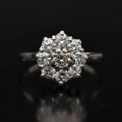 18ct White Gold Diamond Cluster Ring image-2