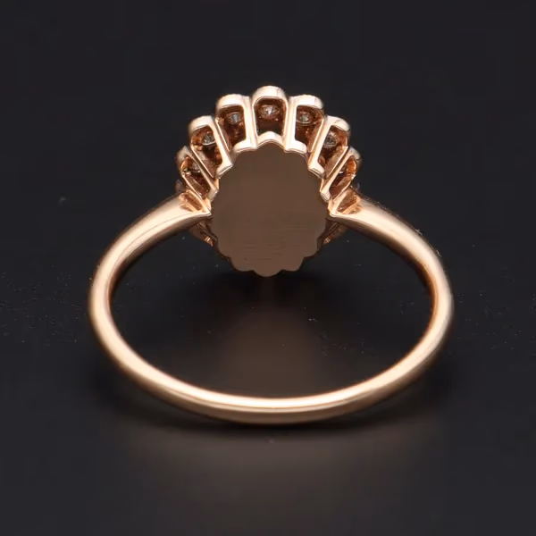 14KT Gold Emerald and Diamond Cluster Ring