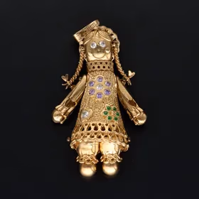 9ct Yellow Gold Rag Doll Pendant