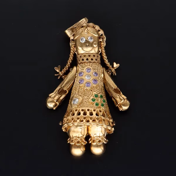 9ct Yellow Gold Rag Doll Pendant