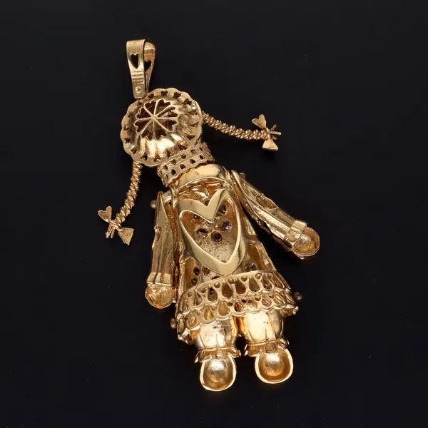 9ct Yellow Gold Rag Doll Pendant