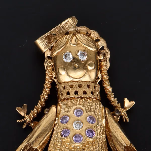 9ct Yellow Gold Rag Doll Pendant