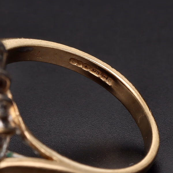 Retro 9ct Rose Gold Ruby & Diamond Bombe Ring