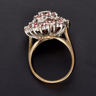 Retro 9ct Rose Gold Ruby & Diamond Bombe Ring