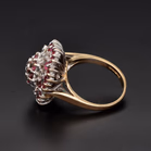 Retro 9ct Rose Gold Ruby & Diamond Bombe Ring