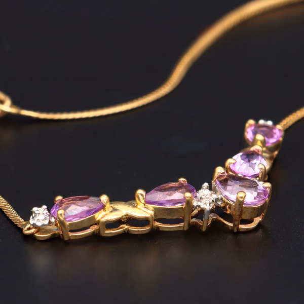 9ct Gold Amethyst Necklace