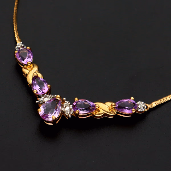 9ct Gold Amethyst Necklace