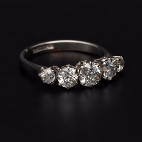 Vintage Platinum 1.80ct Diamond Five Stone Ring