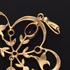 15ct Gold Amethyst & Seed Pearl Foliate Drop Brooch
