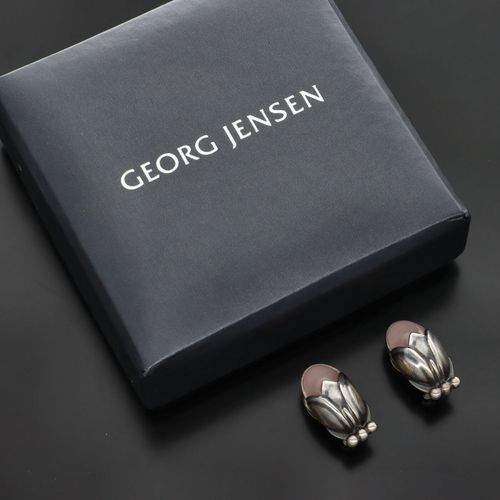 Georg Jensen Earrings | Danish Sterling Silver and Rose Quartz image-2