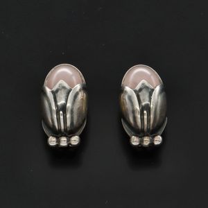 Georg Jensen Earrings | Danish Sterling Silver and Rose Quartz