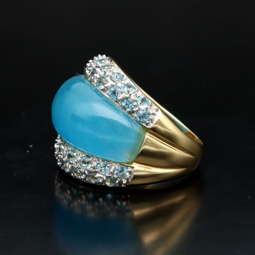 14ct Hardstone and Blue Topaz Ring image-3
