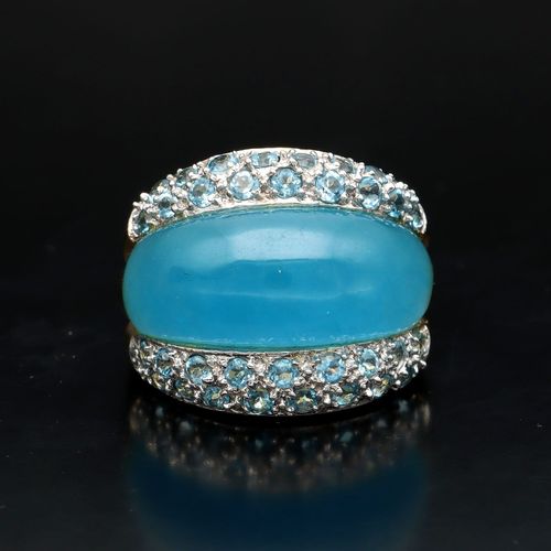 14ct Hardstone and Blue Topaz Ring image-2