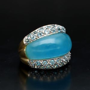 14ct Hardstone and Blue Topaz Ring