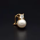 14ct Gold Pearl and CZ Earrings