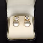 14ct Gold Pearl and CZ Earrings