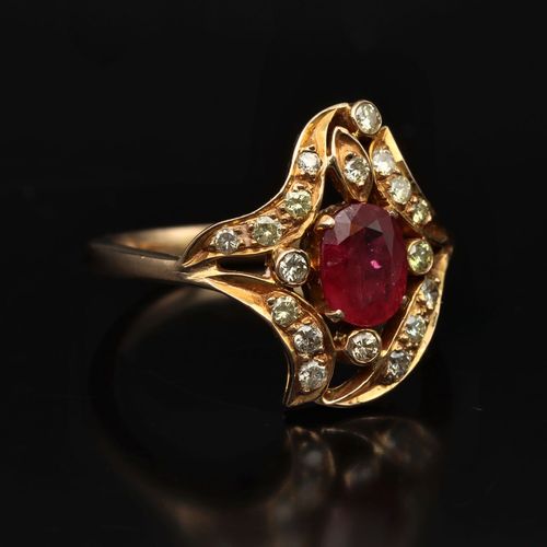 18ct Gold Burmese Ruby and Diamond Ring image-1