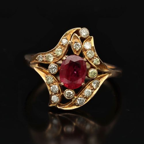 18ct Gold Burmese Ruby and Diamond Ring image-2