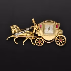 18ct Gold Bucherer Horse and Carriage Brooch