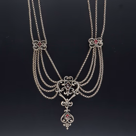 Austro-Hungarian Garnet & Silver Necklace