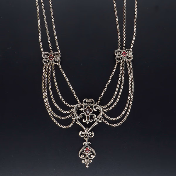 Austro-Hungarian Garnet & Silver Necklace