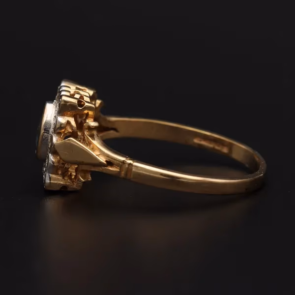 Gold Art Deco Style Sapphire Diamond Ring