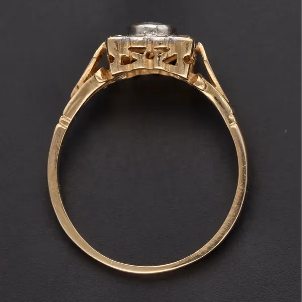 Gold Art Deco Style Sapphire Diamond Ring