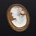 Edwardian 9ct Yellow Gold Shell Cameo Brooch