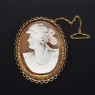 Edwardian 9ct Yellow Gold Shell Cameo Brooch