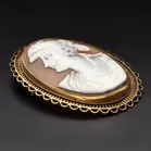 Edwardian 9ct Yellow Gold Shell Cameo Brooch