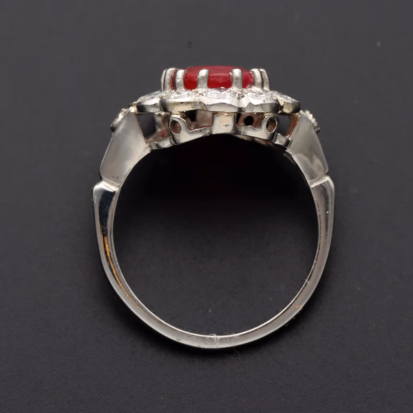 Platinum Ruby & Diamond Cluster Ring