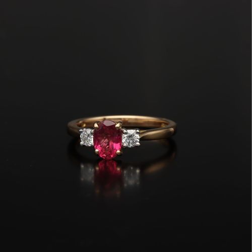 18ct Gold Pink Tourmaline and Diamond Ring image-3