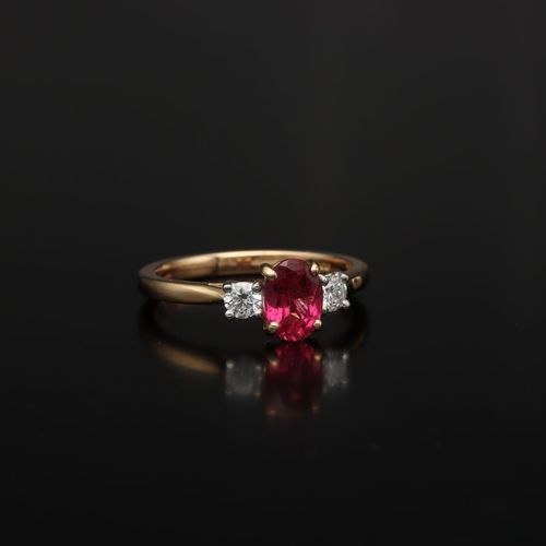 18ct Gold Pink Tourmaline and Diamond Ring image-1