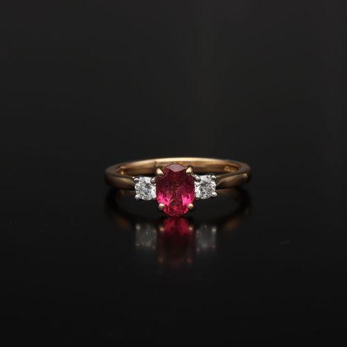 18ct Gold Pink Tourmaline and Diamond Ring image-2