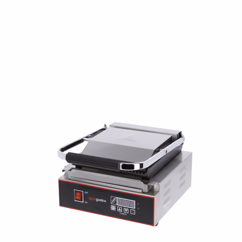Commercial Contact Grill / Panini Press - Digital - Ribbed Top & Bottom - 1.8 kW - Easy-clean - 310×410×210 mm
