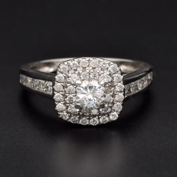 18ct White Gold Double Halo Diamond Ring