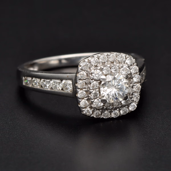 18ct White Gold Double Halo Diamond Ring
