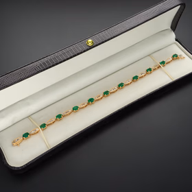 14ct Gold Emerald & Diamond Bracelet