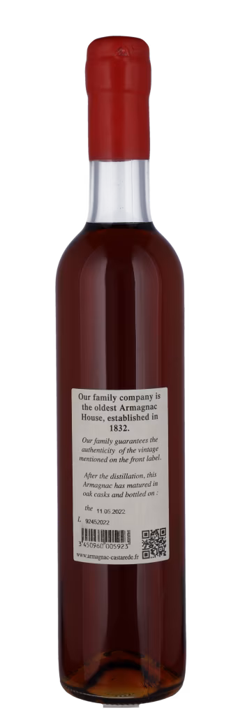 BACK LABEL ARMAGNAC CASTAREDE 40% Bas Armagnac, Castarède Vintage Armagnac