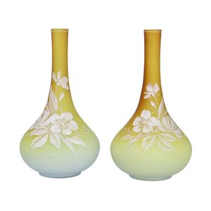 19th Century Pair of Stourbridge Cameo Glass Vases