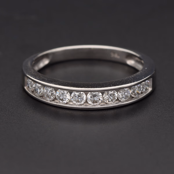 18ct White Gold Half Eternity Ring With Round Brilliant Diamonds