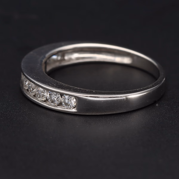 18ct White Gold Half Eternity Ring With Round Brilliant Diamonds