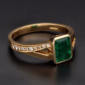 18ct Gold Emerald and Diamond Ring
