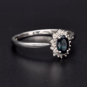 Oval Sapphire & Diamond Cluster Ring