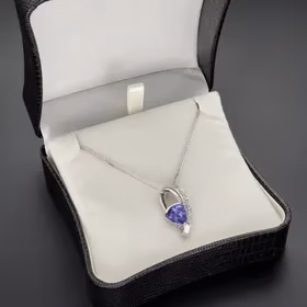 18ct White Gold Tanzanite & Diamond Necklace