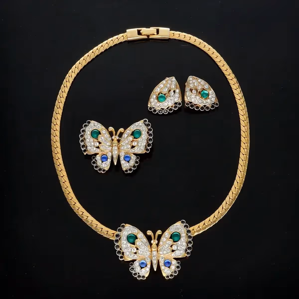 Rare Vintage Butterfly Jewellery Set