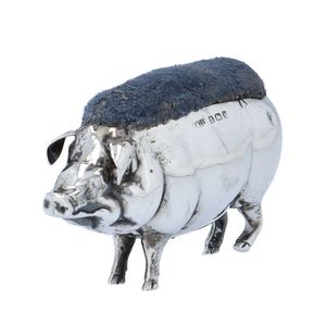Edwardian Silver Pig Pin Cushion