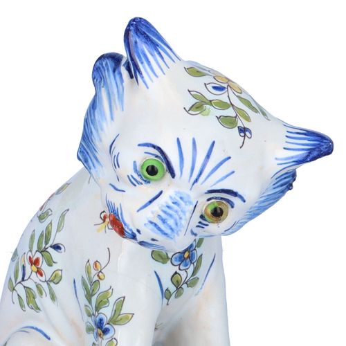 Pair of French Faience Desvres Cats image-3