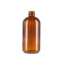 16oz (480ml) Amber Boston Round Glass Bottle (12-Pack) - 28-400 Neck - 360° presentation