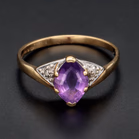 9ct Gold Amethyst Diamond Dress Ring